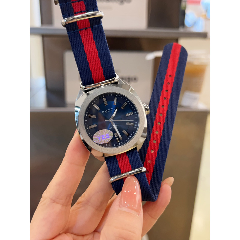 G*u*i gg2570 swiss blue-red-blue web nylon strap watch