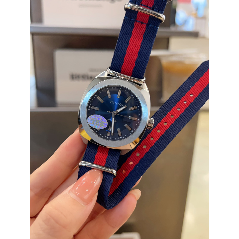 G*u*i gg2570 swiss blue-red-blue web nylon strap watch