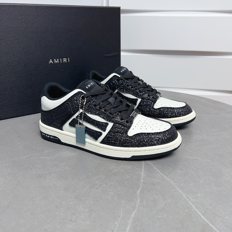 Amiri Skel Leather Low-Top Sneakers Black