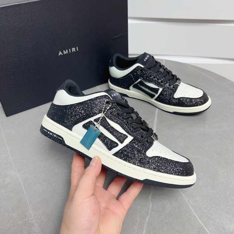 Amiri Skel Leather Low-Top Sneakers Black