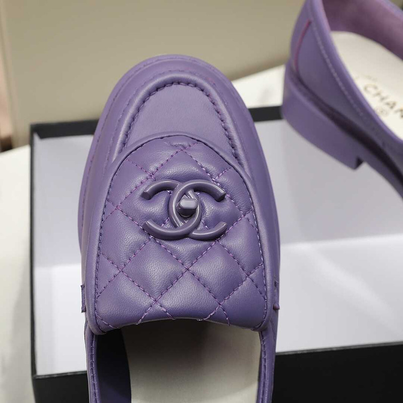 Ch*el lambskin moccasins loafers purple