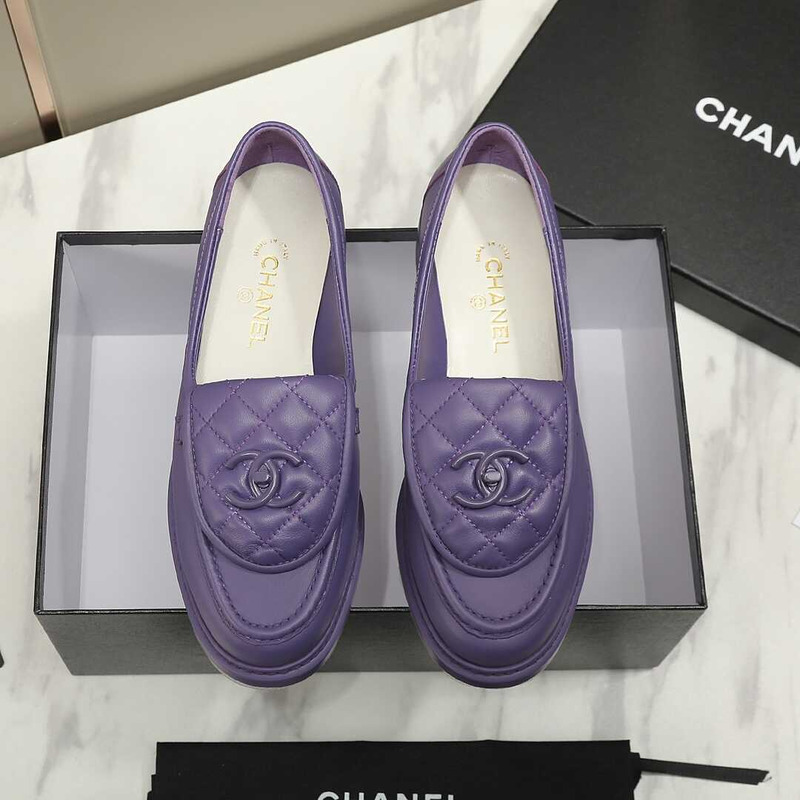 Ch*el lambskin moccasins loafers purple