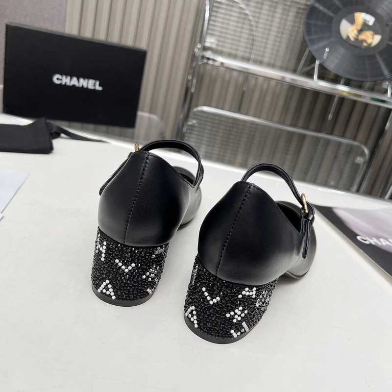 Ch*el mary janes grosgrain & diamanté black