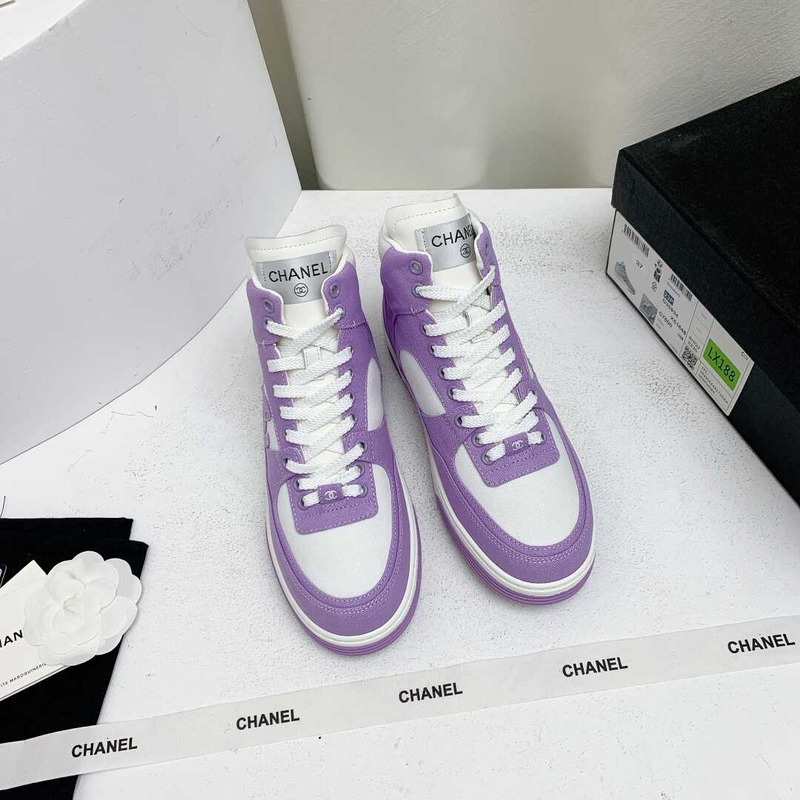 Ch*el trianers high top cotton purple