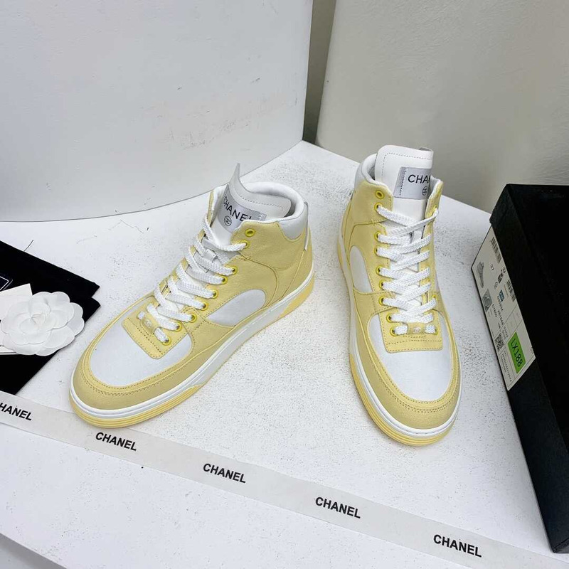 Ch*el trianers high top cotton yellow