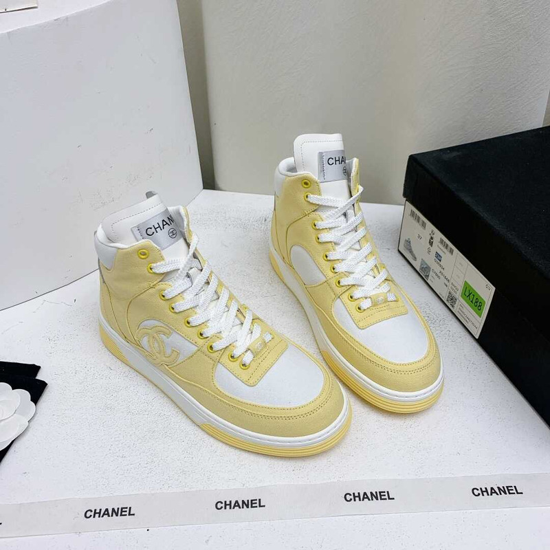 Ch*el trianers high top cotton yellow