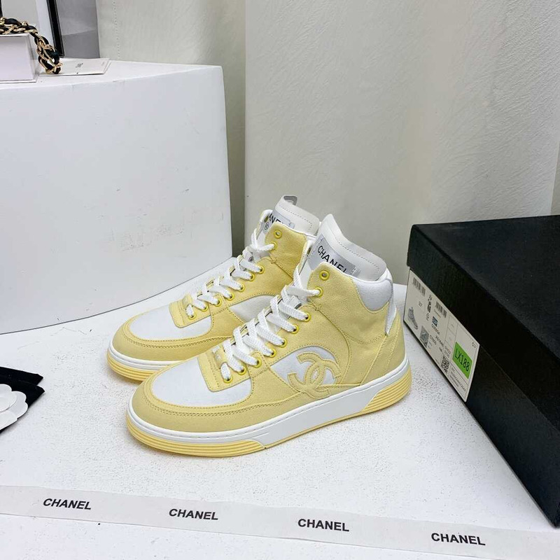 Ch*el trianers high top cotton yellow