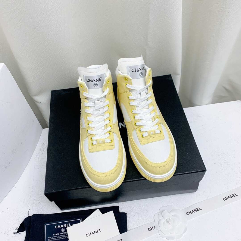 Ch*el trianers high top cotton yellow