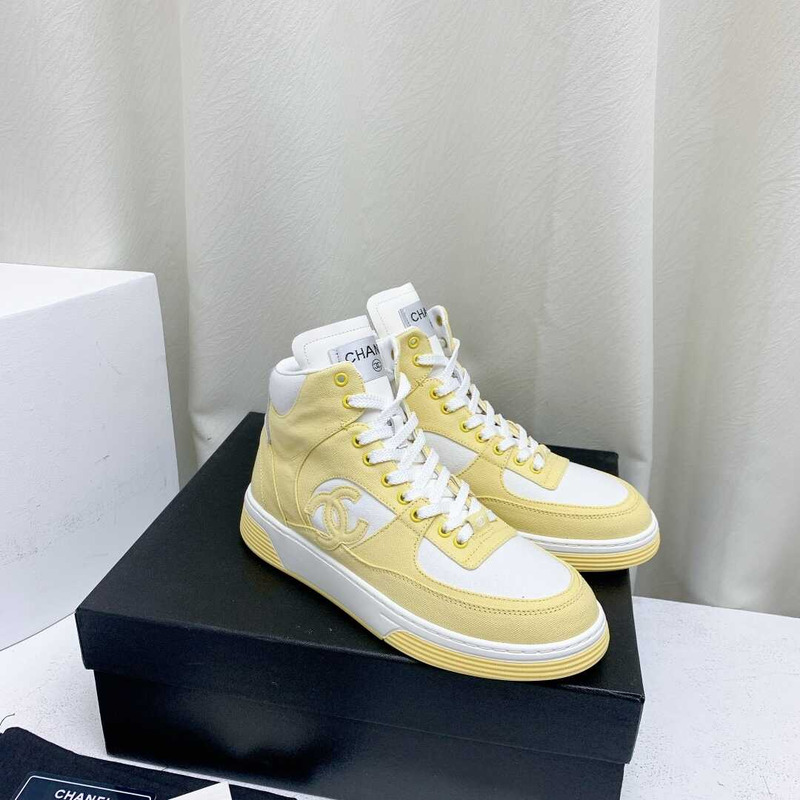 Ch*el trianers high top cotton yellow