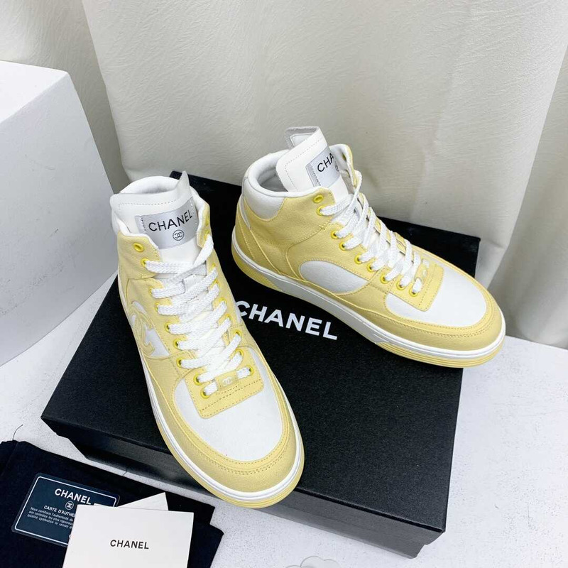 Ch*el trianers high top cotton yellow