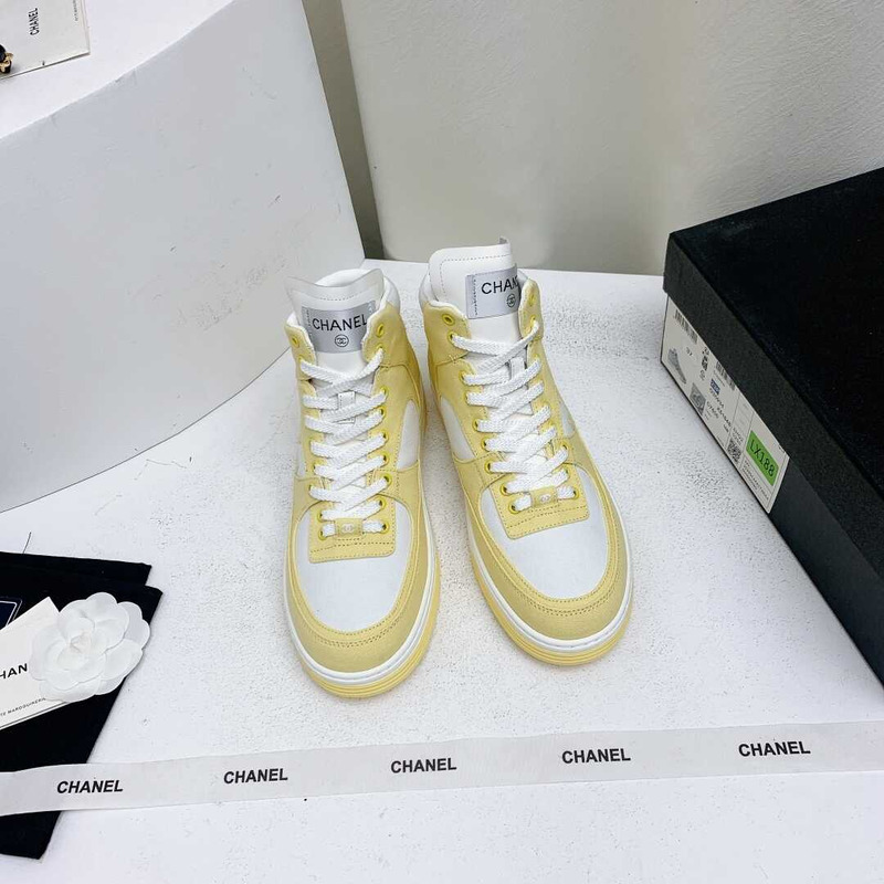 Ch*el trianers high top cotton yellow