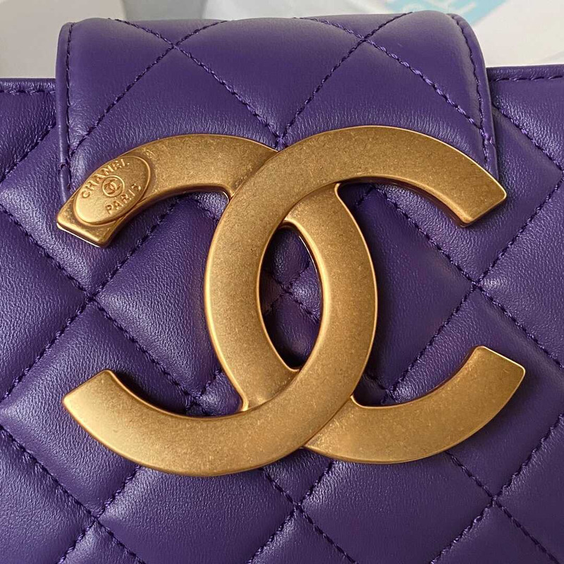 Ch*el baguette bag lambskin purple