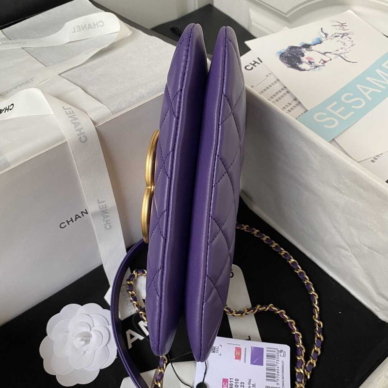 Ch*el baguette bag lambskin purple