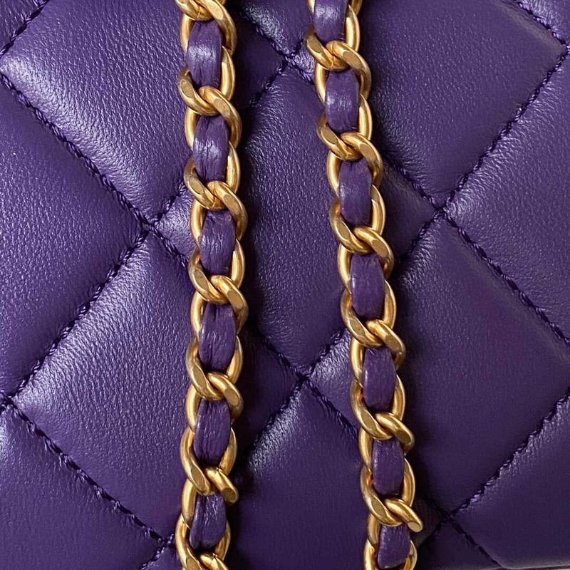 Ch*el baguette bag lambskin purple