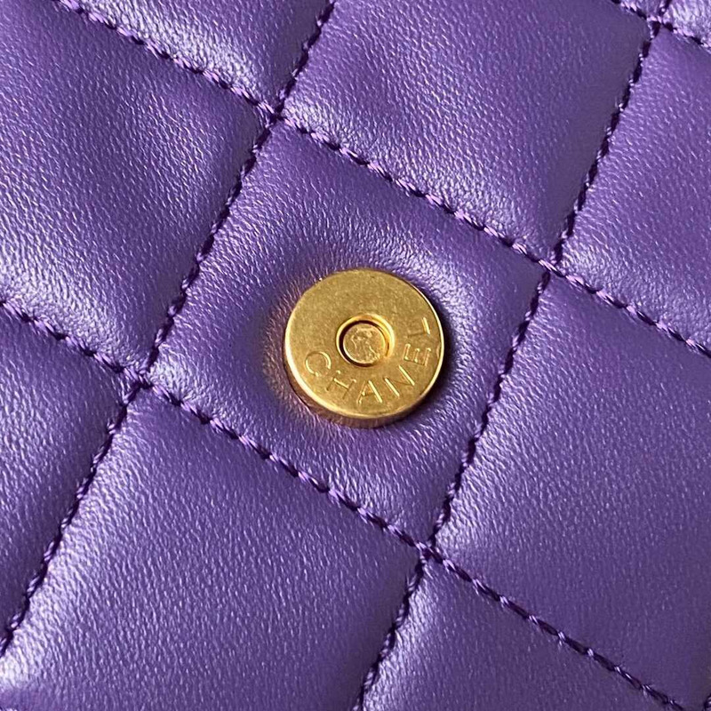 Ch*el baguette bag lambskin purple