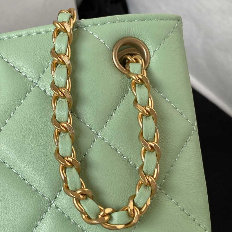 Ch*el baguette bag lambskin green