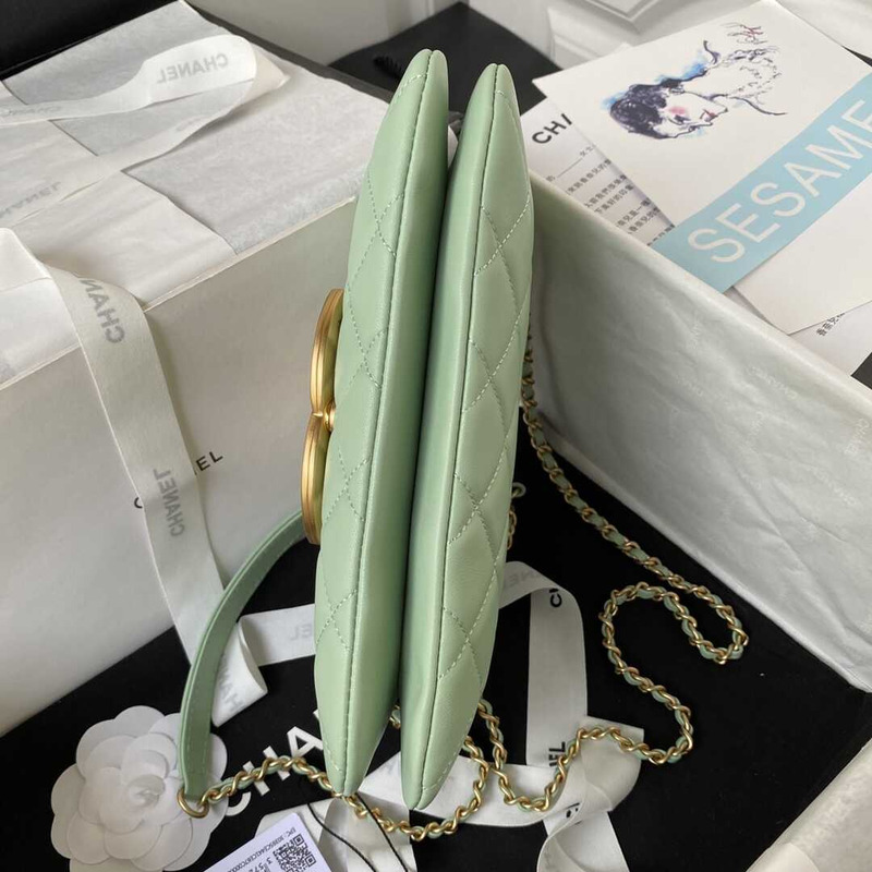 Ch*el baguette bag lambskin green