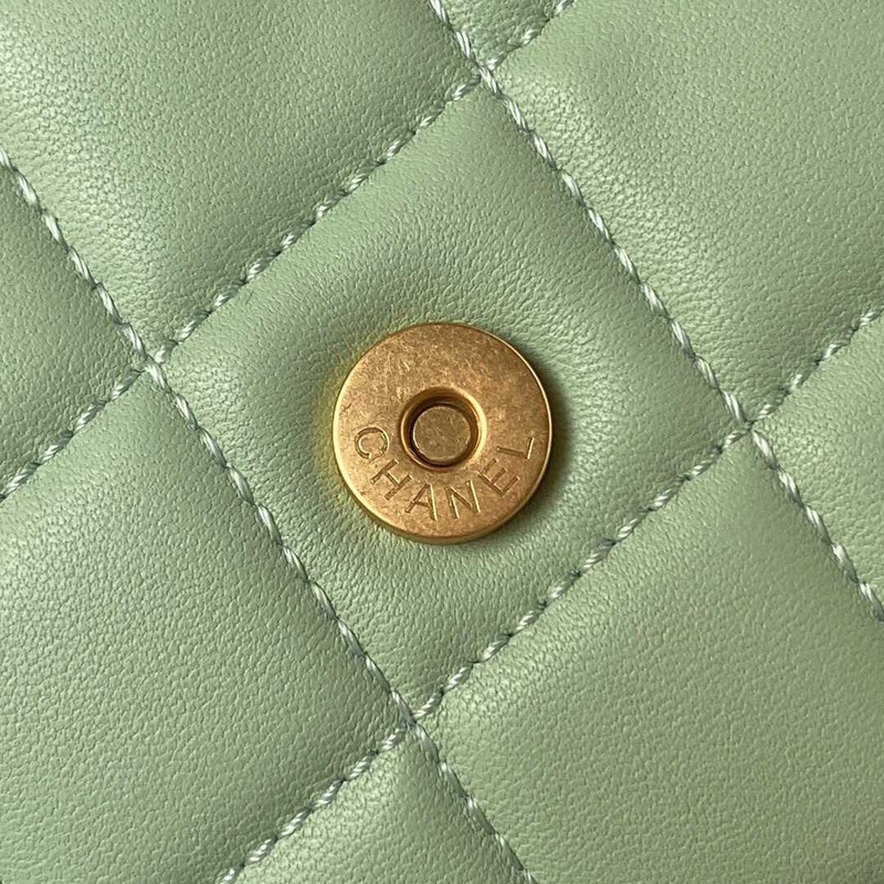 Ch*el baguette bag lambskin green