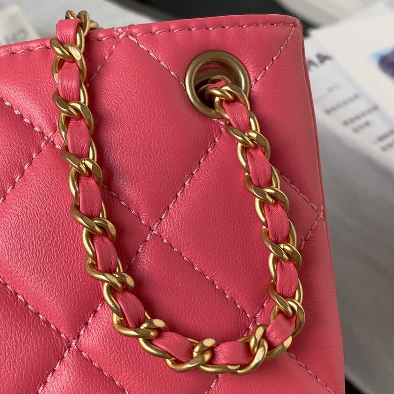 Ch*el baguette bag lambskin fuchsia