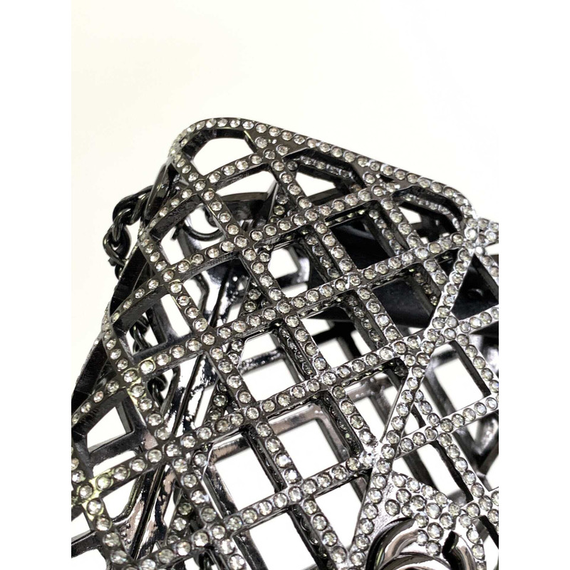 Ch*el mini evening bag strass & black metal black & multicolour