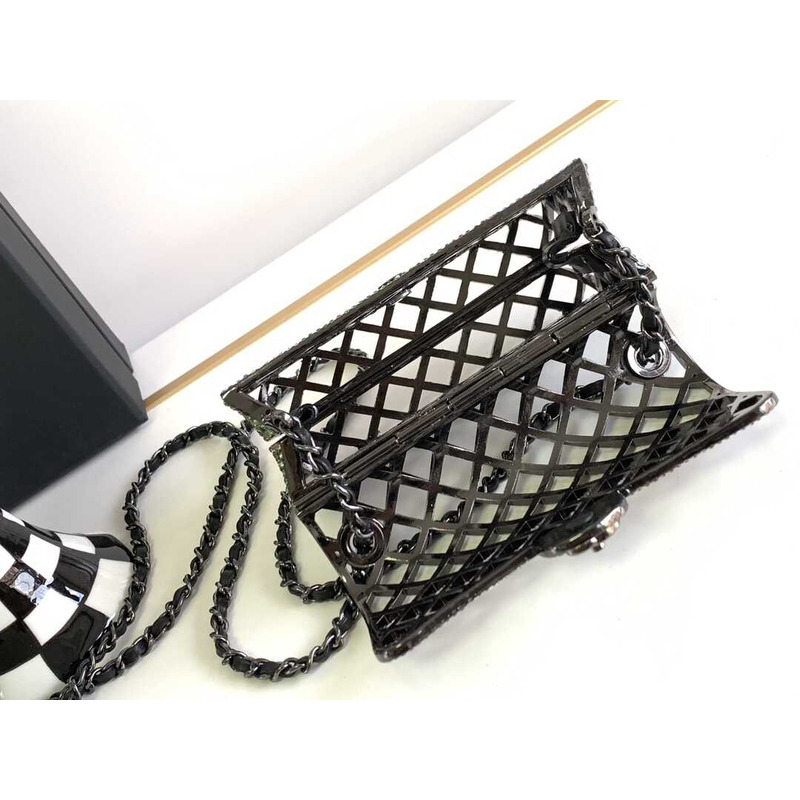 Ch*el mini evening bag strass & black metal black & multicolour