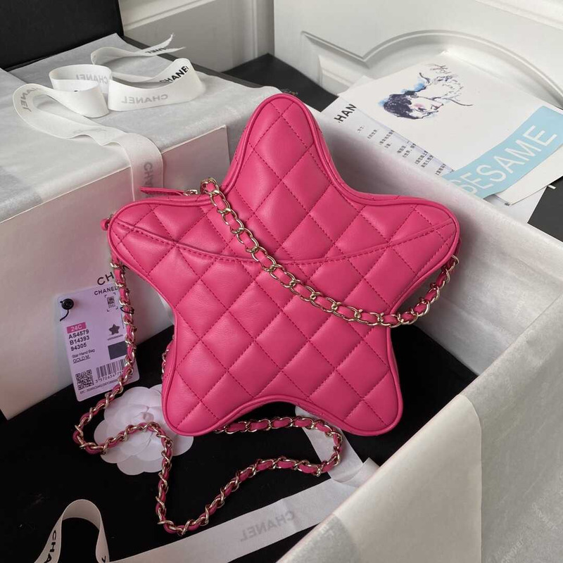 Ch*el star handbag lambskin fuchsia