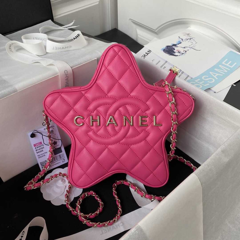 Ch*el star handbag lambskin fuchsia