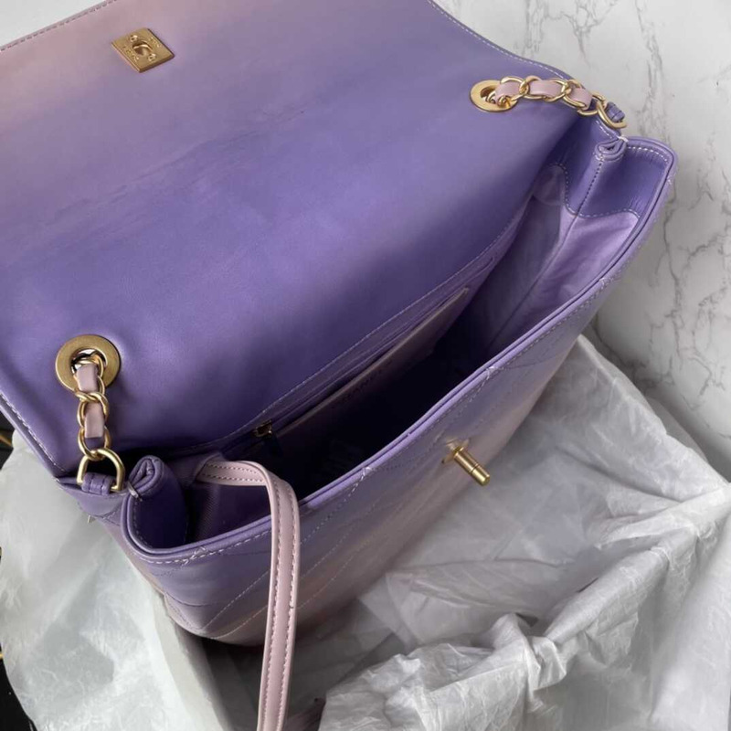 Ch*el maxi hobo bag calfskin purple