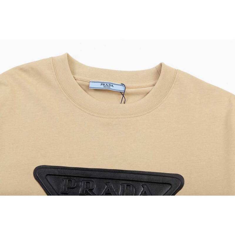 Pra*a embossed logo t-shirt beige