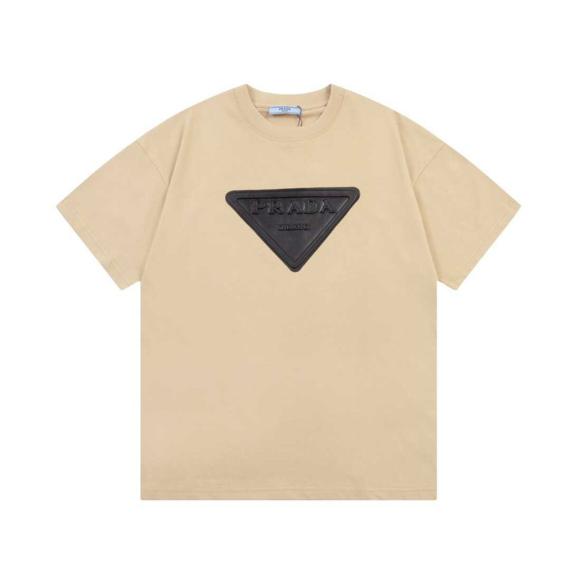 Pra*a embossed logo t-shirt beige