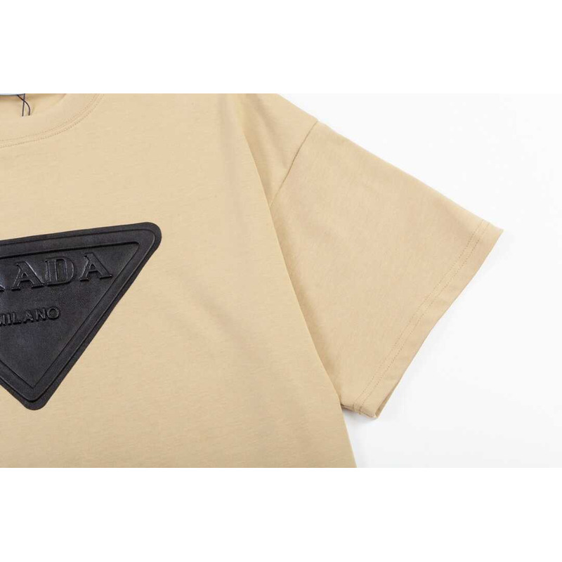 Pra*a embossed logo t-shirt beige