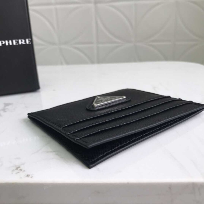 Pra*a saffiano leather card holder black