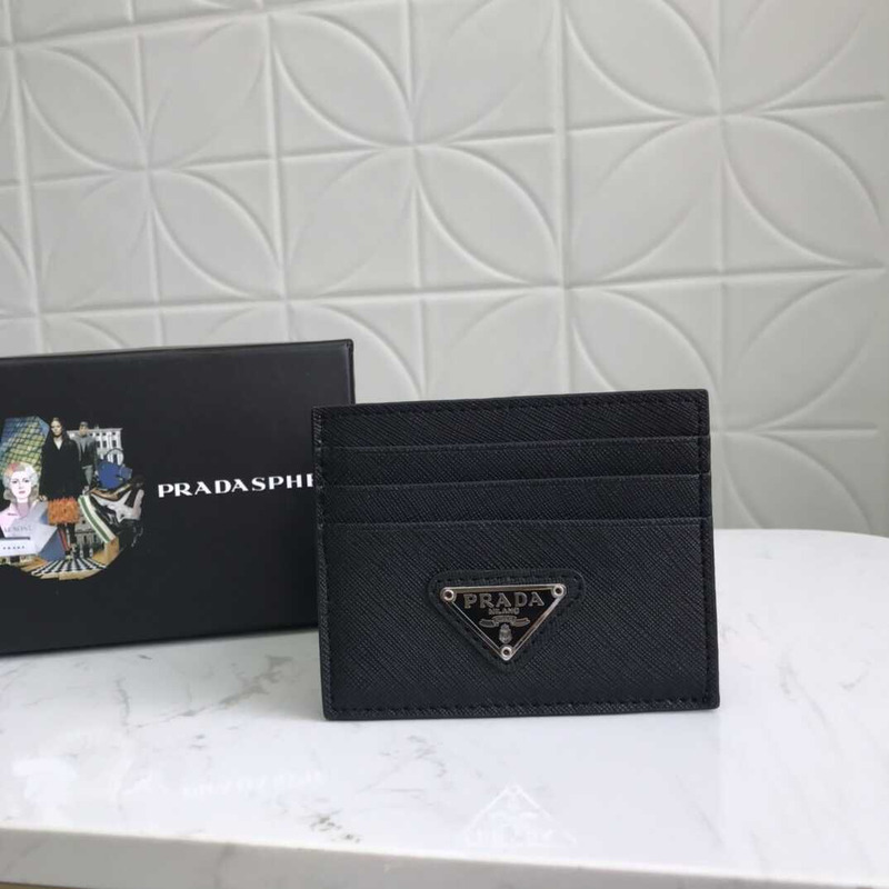 Pra*a saffiano leather card holder black