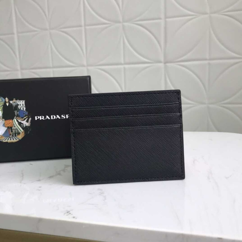 Pra*a saffiano leather card holder black