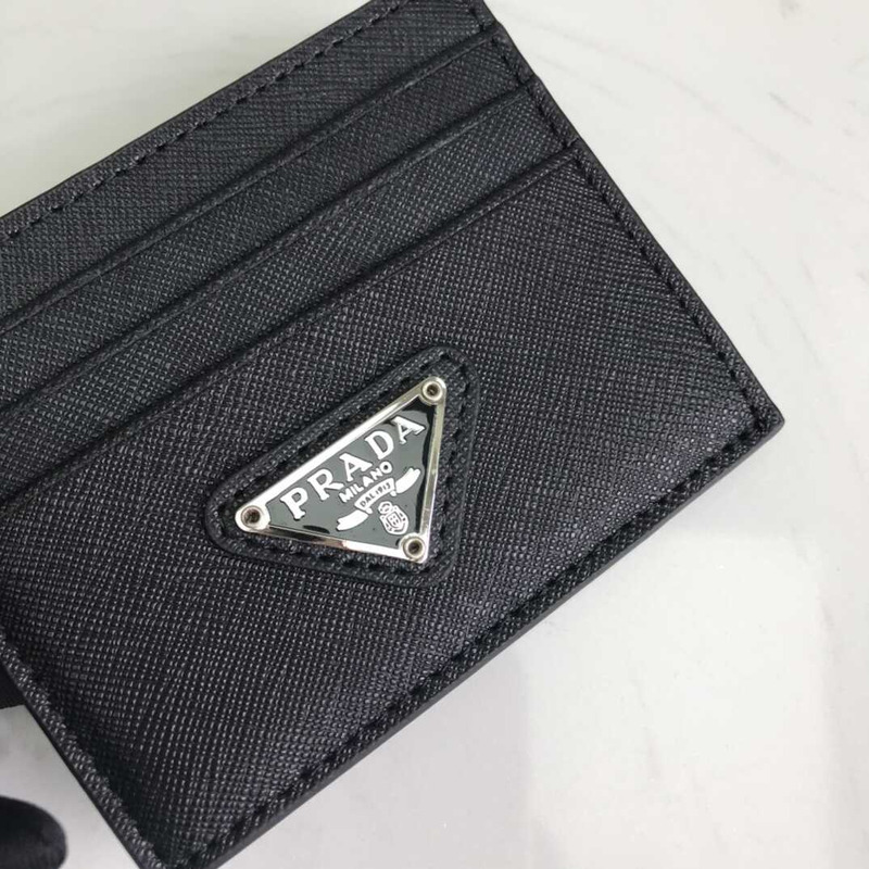 Pra*a saffiano leather card holder black