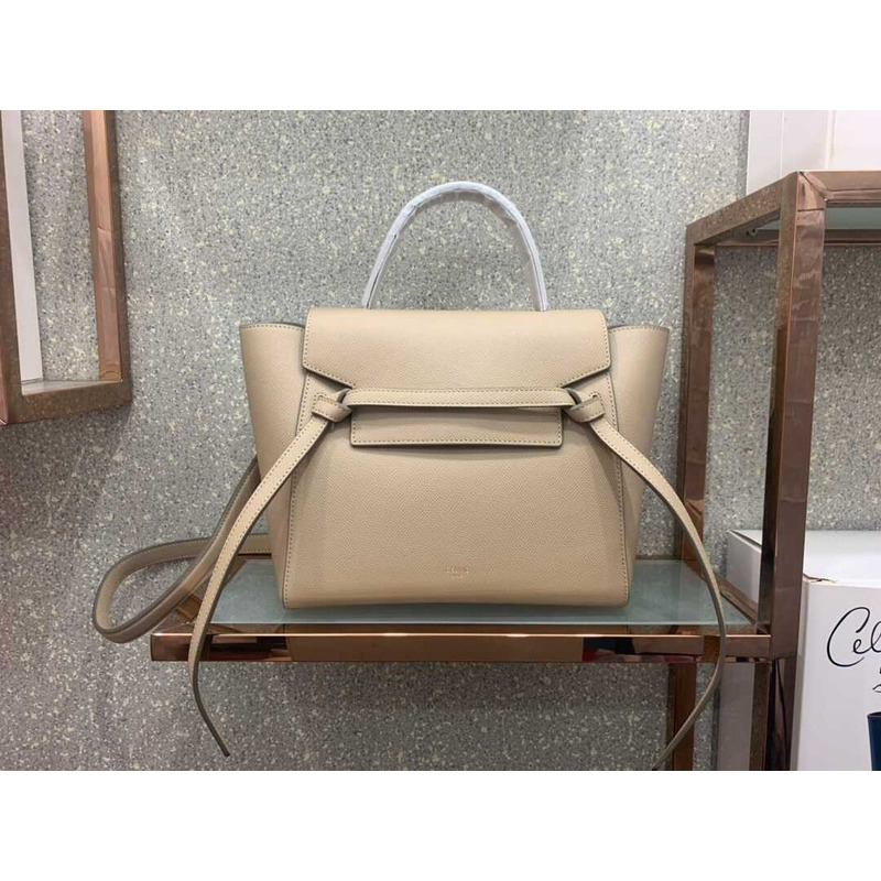 Ce**e micro belt bag in grained calfskin light taupe