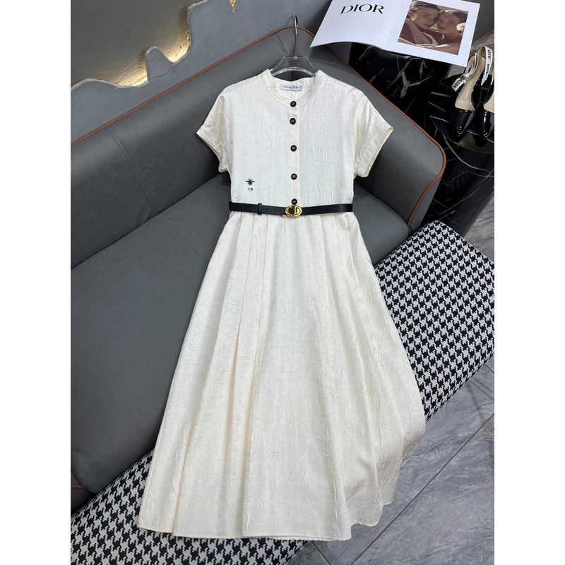 D*or belted white shirt dress