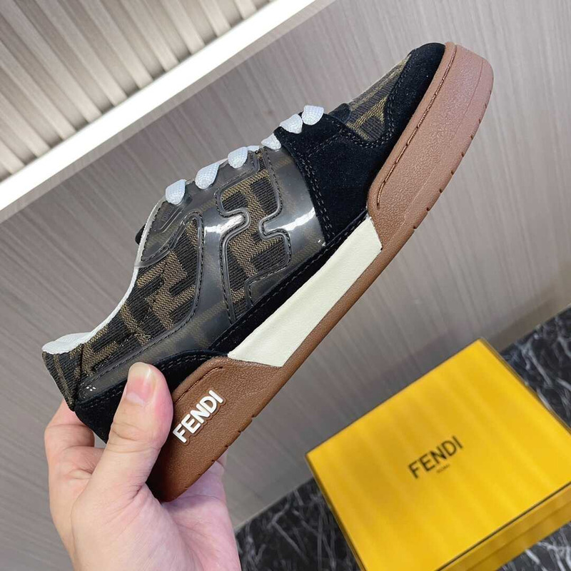 F**di match low top sneakers brown and black