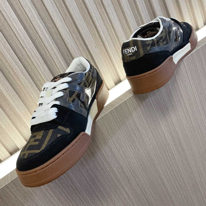 F**di match low top sneakers brown and black