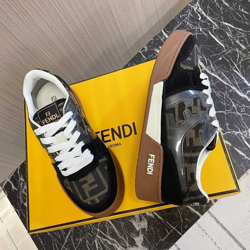 F**di match low top sneakers brown and black