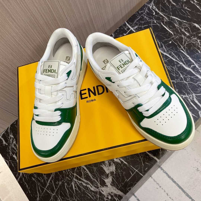 F**di match low top sneakers white and green