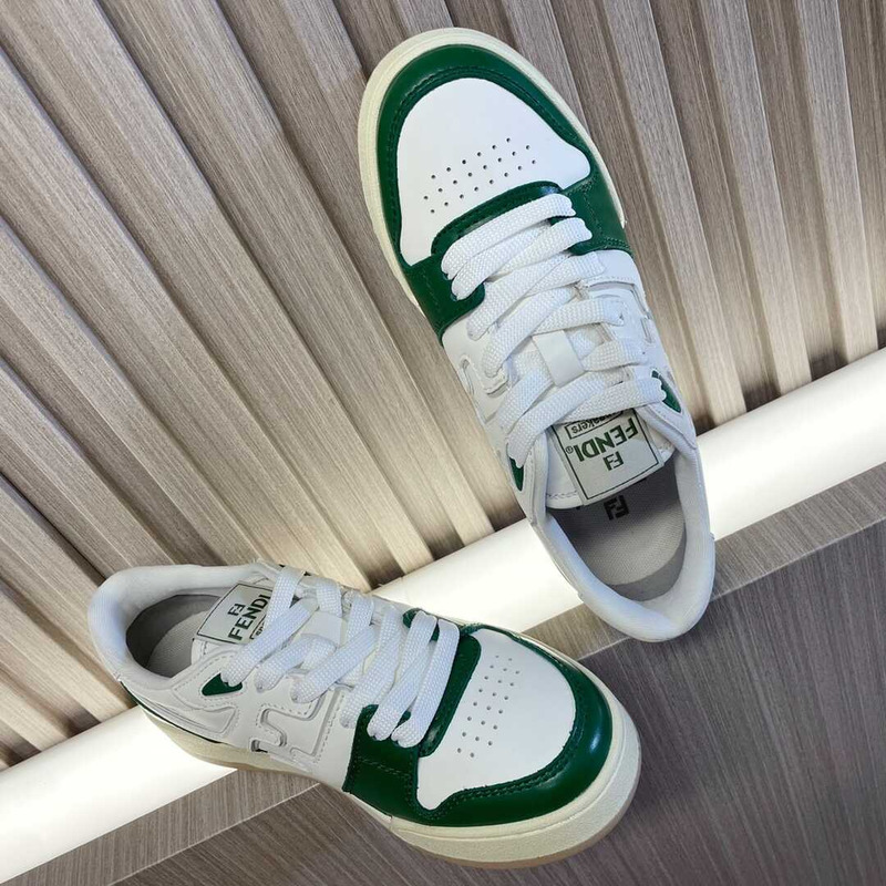 F**di match low top sneakers white and green