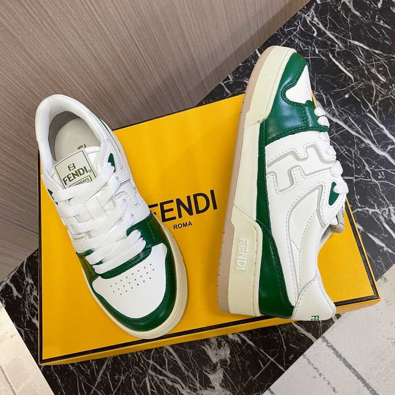 F**di match low top sneakers white and green