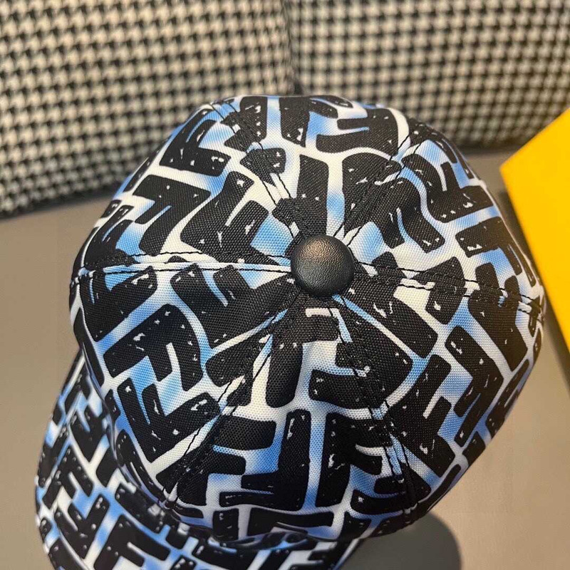 F**di hat ff jacquard fabric baseball cap black and blue