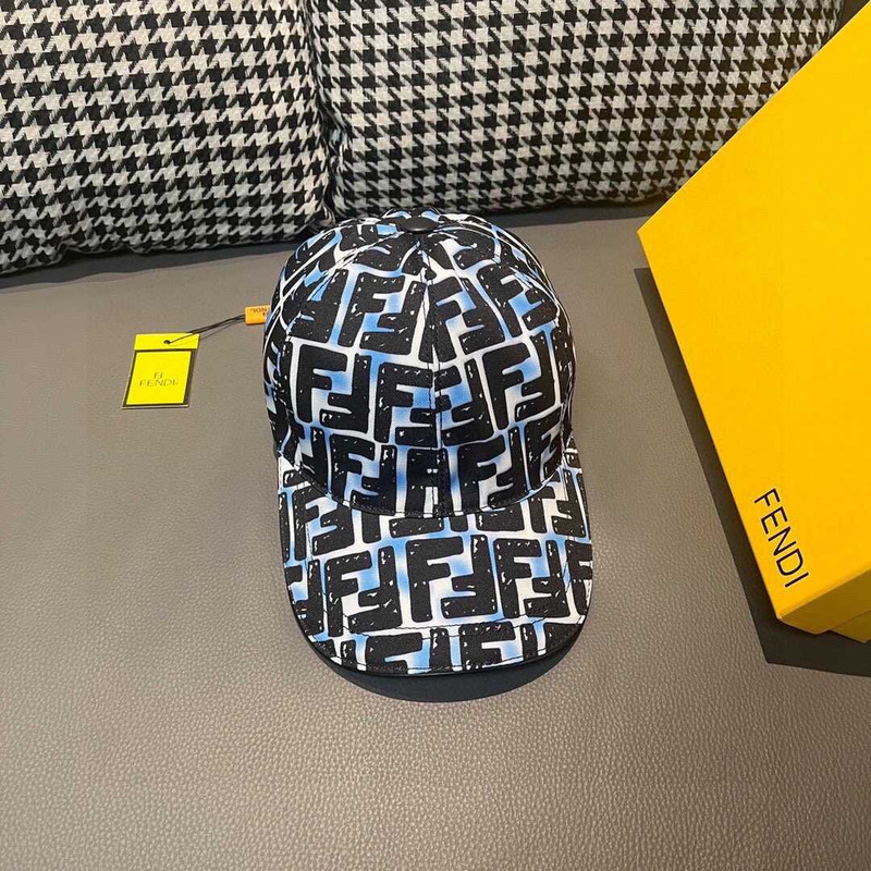 F**di hat ff jacquard fabric baseball cap black and blue