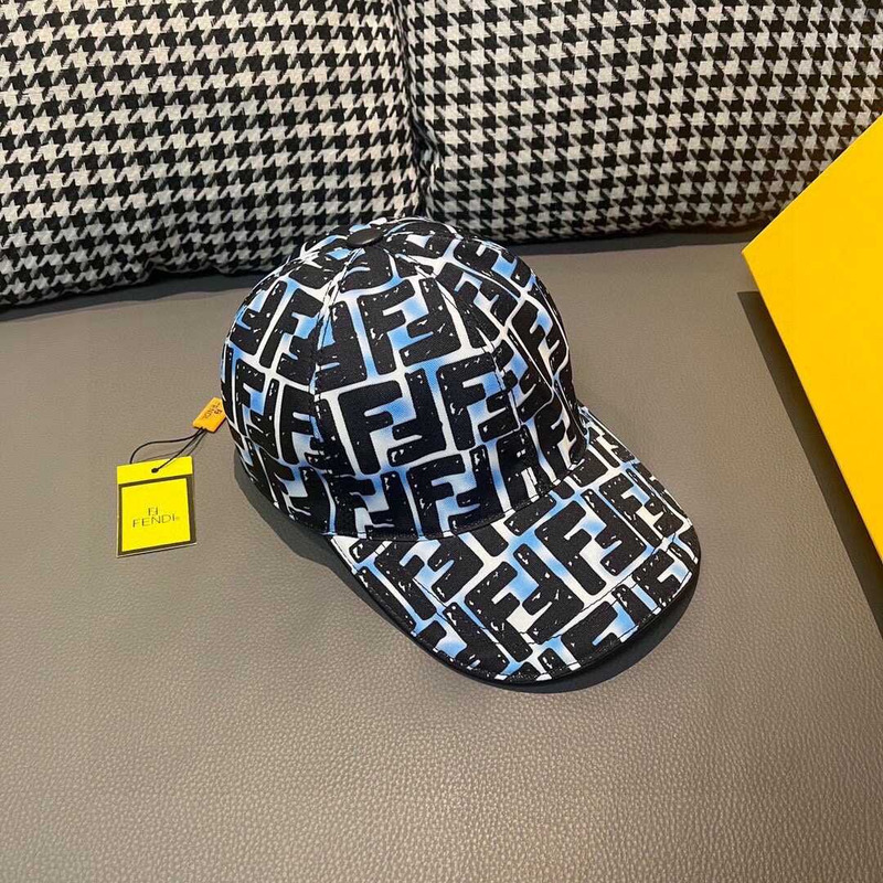 F**di hat ff jacquard fabric baseball cap black and blue