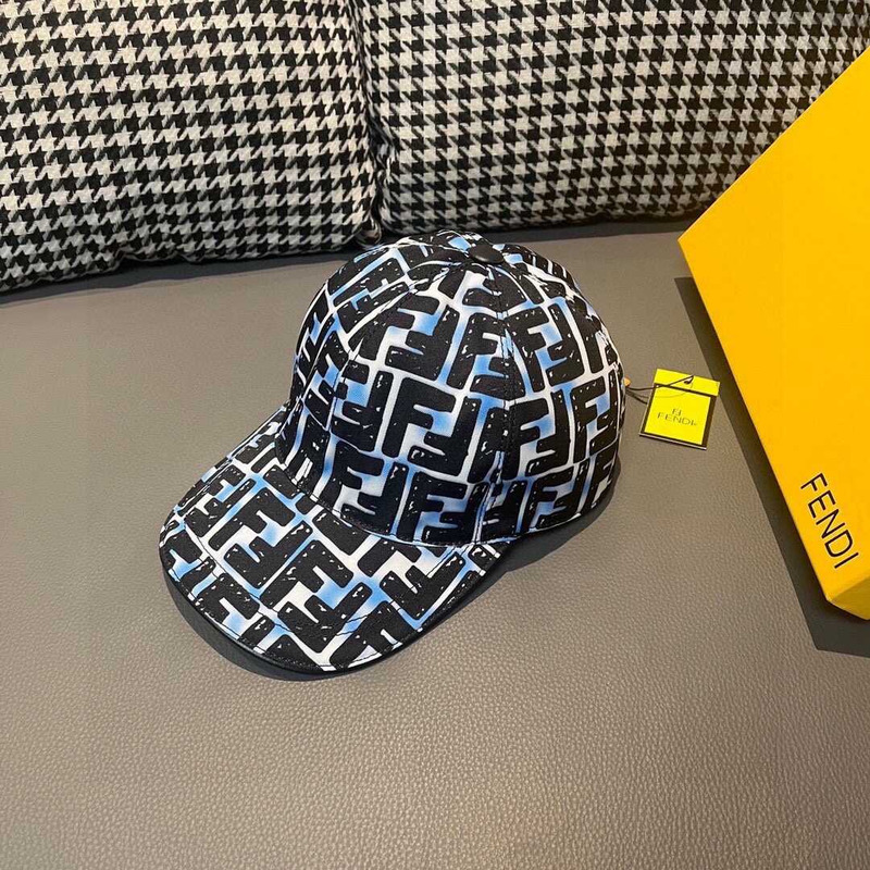 F**di hat ff jacquard fabric baseball cap black and blue