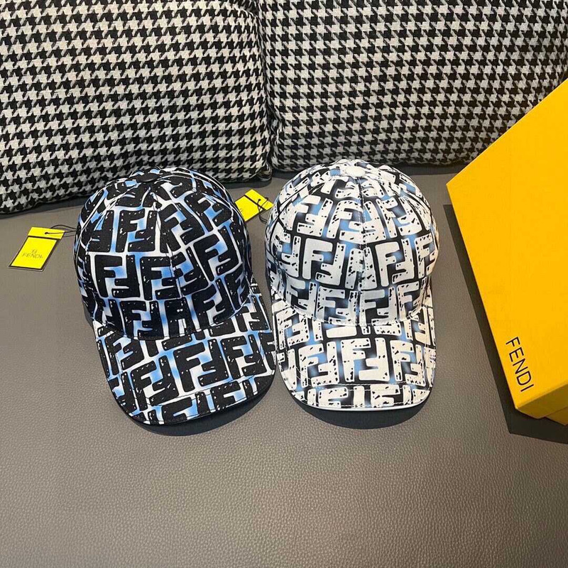 F**di hat ff jacquard fabric baseball cap black and blue