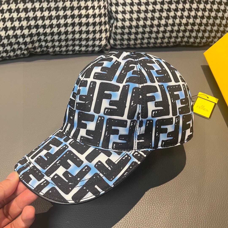 F**di hat ff jacquard fabric baseball cap black and blue