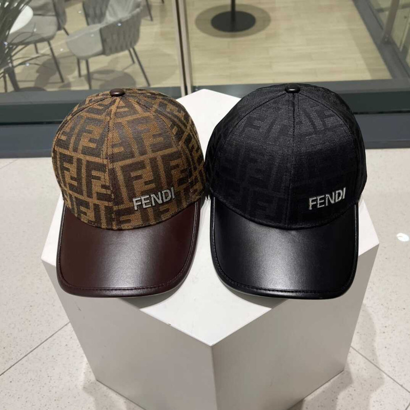 F**di ff motif jacquard denim baseball cap brown